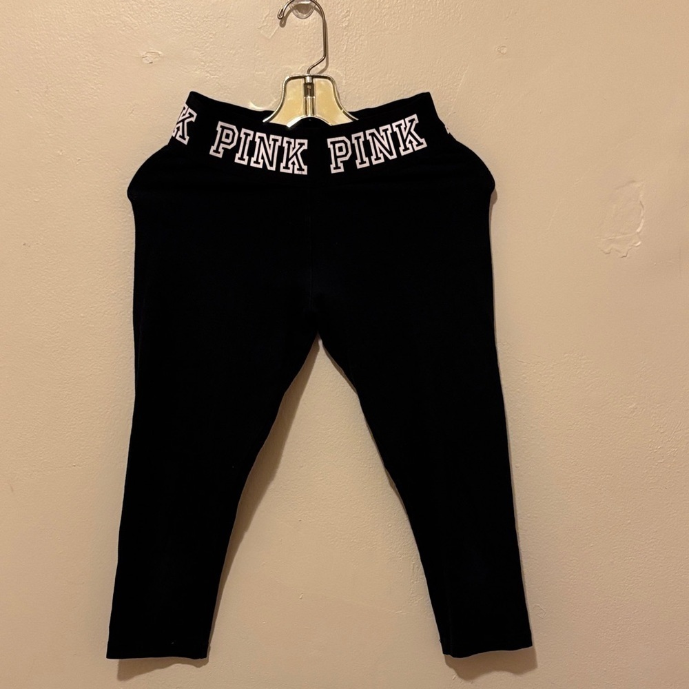 PINK Victoria's Secret Black Leggings with Logo Waistband